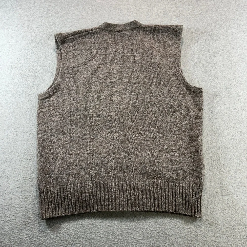 Vintage Cardigan Vest Mens M Brown Marled Knit V-Neck Button Wool Old Money
